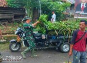 Koramil 1708 Sukahaji Laksanakan Karya Bakti Pembersihan Sampah
