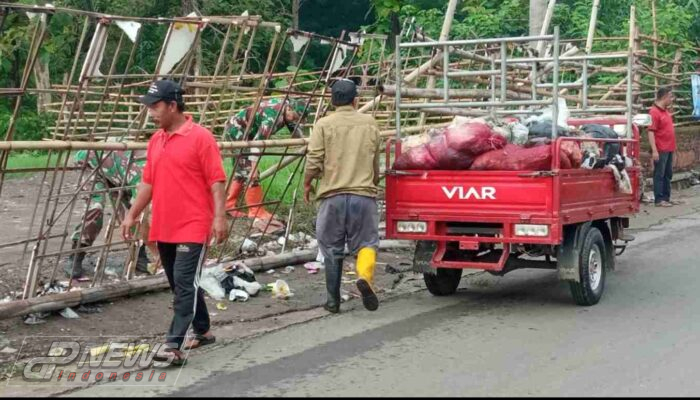 Koramil 1713/Ligung Laksanakan Karya Bakti Pembersihan Sampah