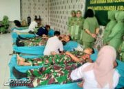 HUT Persit ke 78, Kodim 619/PWK Menggelar Baksos Donor Darah