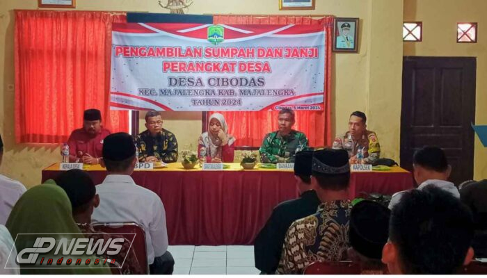 Danramil 1701 Majalengka Hadiri Pelantikan dan Pengambilan Sumpah Jabatan Perangkat Desa Cibodas