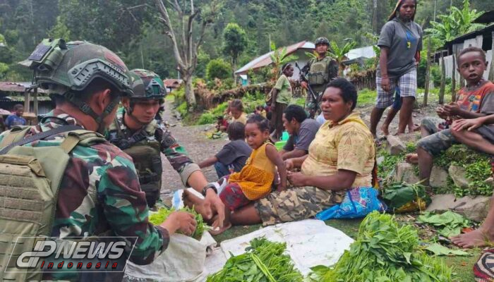 Bantu Roda Perekonomian Masyarakat, Prajurit Buaya Putih Kostrad Beli Hasil Kebun Mama Papua