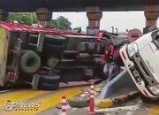 Kecelakaan Truk Engkel, di Gerbang Tol Halim Utama Di Duga Akibat Truk Ugal Ugalan