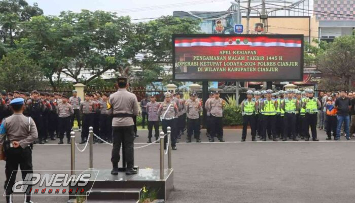 Polres Cianjur Menggelar Apel Kesiapan Pengamanan Malam Takbir Ops Ketupat Lodaya 2024