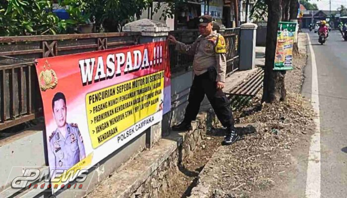 Cegah Aksi Curanmor Di Purwakarta, Polsek Campaka Pasang Spanduk Imbauan