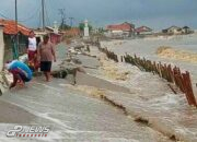 Banjir Rob Rendam Dan Robohkan Rumah Warga Di Pesisir Pantai Cemara Jaya Karawang