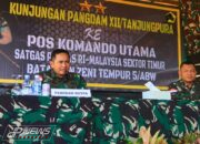Beri Dukungan Moril Prajurit di Perbatasan, Pangdam XII/Tpr Kunjungi Pos Kout Senaning Satgas Yonzipur 5/Abw
