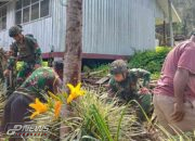 Satgas Yonif 323 Buaya Putih Karya Bakti Bersama Masyarakat Bersihkan Gereja Sambut Natal