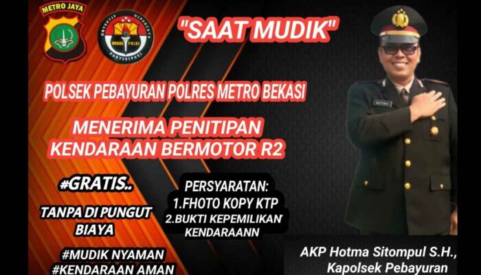 Berikan Keamanan dan Kenyamanan Saat Libur Lebaran, Polsek Pebayuran Membuka Penitipan Kendaraan