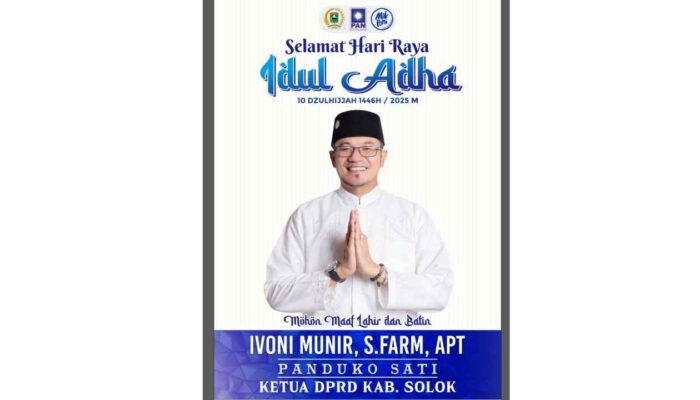 Ketua DPRD Kabupaten Solok Ivoni Munir Ucapkan Selamat Hari Raya Idul Adha