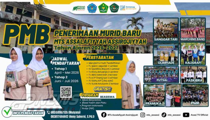 MTs Assalafiyyah Assirojiyyah Buka PMB 2026-2027, Sediakan Beasiswa Gratis bagi Siswa Berprestasi dan Yatim Piatu