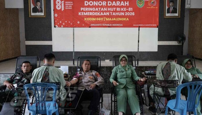 Aksi Kemanusiaan HUT RI ke-81, Kodim 0617/Majalengka Bersama PMI Himpun 82 Kantong Darah